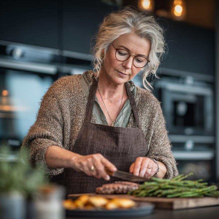 Задоволена сім'я літнього віку за обіднім столом